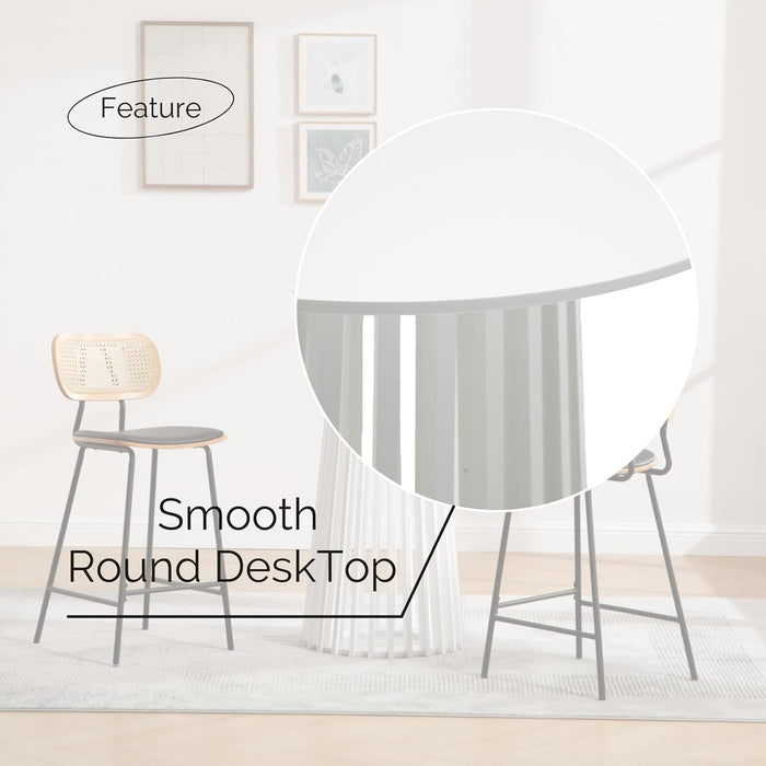 Modern Pub Table round Bar Height Cocktail Table Wood Window Table 24-Inch Top, 43.5-Inch Height, White