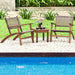 3 PCS Patio Conversation Set, Solid Eucalyptus Wood Frame Outdoor Wicker Furniture Set Bistro Set with Coffee Table, Rattan Furniture Set for Backyard Porch Garden Poolside Balcony (Brown)