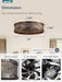 20" Caged Ceiling Fans with Lights,Low Profile Flush Mount Enclosed Bladeless Farmhouse Ceiling Fan with Light and Remote,Black and Gold Vintage Victorian Rustic Fandelier for Bedroom,Kitchen