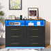 Black Six Drawer Dresser With LEDIlluminationTechnology