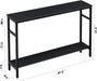Narrow Console Table, 47 Inch Sofa Table with Adjustable Shelf, 2-Tier Long Skinny Table for Hallway, Entryway, Living Room, Foyer, Black