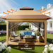 13X13 Pop up Gazebo, Instant Outdoor Gazebo with Mosquito Netting, Vented Roof and Carry Bag for Patio, Garden & Backyard - Beige & Coffee