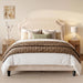 Chenille Queen Size Bed Frame with Belgrave Headboard, Beige