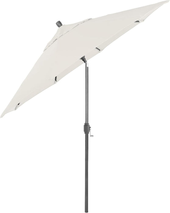 12-Year-Non-Fading, 9Ft Premium Sunbrella Patio Umbrella, Hand-Crank, Button-Tilt, Gray Frame, Natural Fabric
