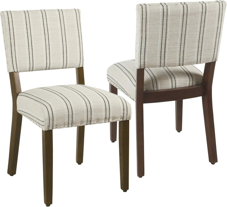 Home Decor | Upholstered Dining Chairs | Dining Chairs Set of 2 with Nailhead Trim | Decorative Home Furniture, Black and White Stripes