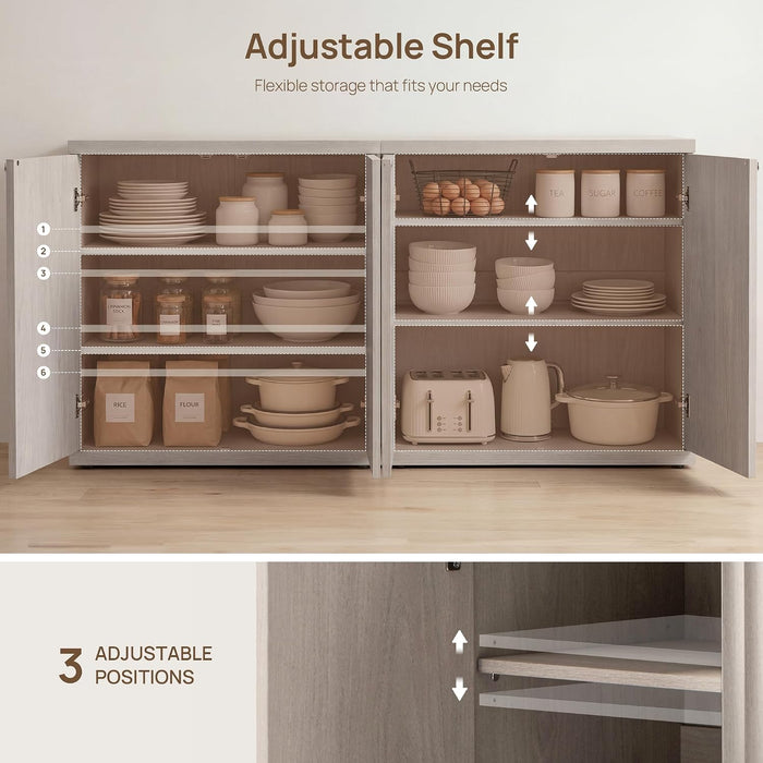 Buffet Cabinet with Storage Sideboard Cabinet with Doors & Shelves | Accent Sideboard Modern Credenza Fluted Storage Cabinet Mid Century Media Console for Living Room Kitchen Dining Hallway
