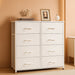 White Dresser for Bedroom, 6 Drawer Double Dresser, Fabric Storage Tower with Fabric Bins, Chest of Drawers for Closet, Living Room, Hallway