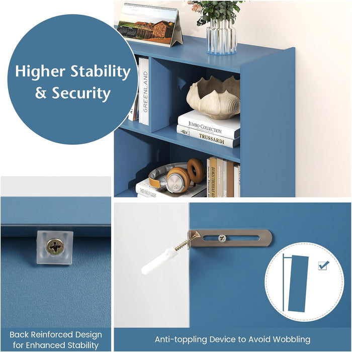 Bright Blue 8 Cube Bookcase Freestanding Multifunctional