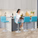 Set of 4 Adjustable Swivel Barstools, Modern PU Leather Kitchen Counter Bar Stools, Square Back Bar Stool (Blue)