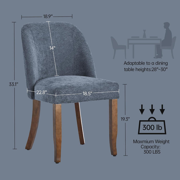 Dining Chairs Set of 4, Upholstered Wooden Kitchen Chairs, Blue