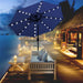 9 Ft Solar Umbrella 32 LED Lighted Patio Umbrella Table Market Umbrella with Tilt and Crank Outdoor Umbrella for Garden, Deck, Backyard, Pool and Beach (Navy Blue)