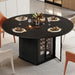 Black round Dining Table for 4, 47 Inch Dining Room Table with Storage | Modern Kitchen Tables with Fridge Space, Industrial Wood Dinner Tables for Home Kitchen Living Room, Black Oak, Only Table