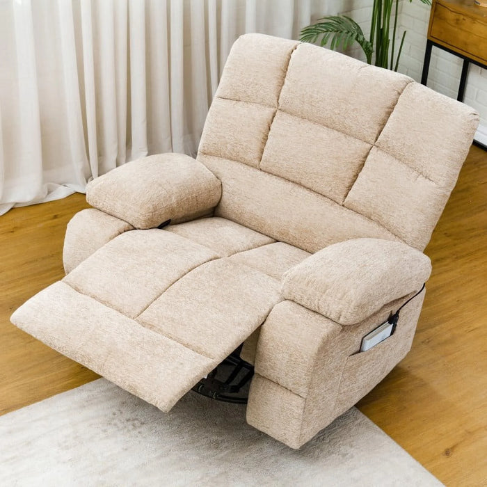 Oversized 360° Swivel Rocking Glider Recliner Chair Massage&Heat Manual Reclining Sofa Large Swivel Rocker Recliner Sofa for Big Man