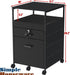 Rolling Mobile File Cabinet W/ 2 Drawers & Open Shelf, Black