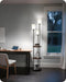70.9" Floor Lamp with Shelves, Modern Floor Lamp with 3 Linen Shades and Foot Switch, 3-Light Standing Lamp, for Living Room, Bedroom, Study, Office, Rustic Brown and Beige EF53LD05