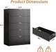 47" Tall Fluted 5-Drawer Dresser for Bedroom, Black