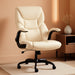 Computer Gaming Chair, Ergonomic Office Chair High Back Heavy Duty Task Desk Chair with Flip-Up Arms, PU Leather, Adjustable Swivel Rolling Chair with Wheels, Cream