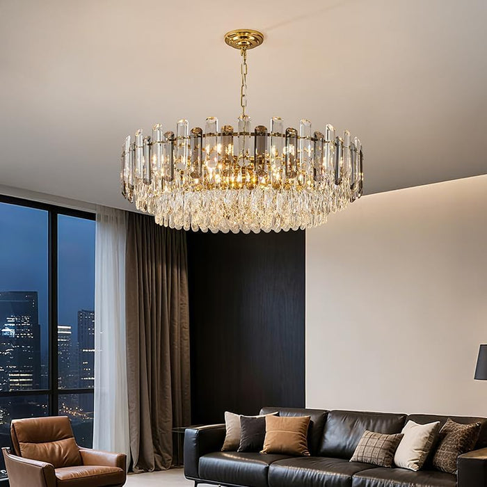 Gold Crystal Chandelier 31.5 Inch Elegant Radiance