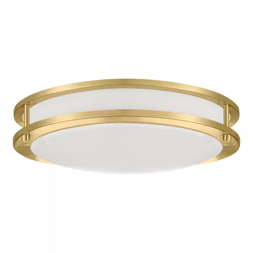 Flaxmere 14 In. Brushed Gold Dimmable Integrated LED Flush Mount Ceiling Light with Frosted White Glass Shade