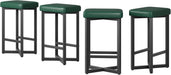 24.6" Bar Stools Set of 4 with PU Leather Upholstered Seats, Green | Counter Height Bar Stools with Metal Frame & Footrest, Modern Backless Kitchen Barstools for Home Bar, Dining Room