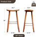 Nora 30" Backless Bar Stool, Solid Rubber Wood, Brown Finish, Saddle Seat for Kitchen or Bar