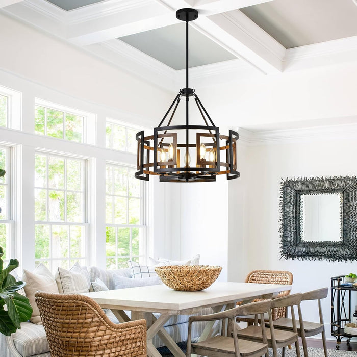 Twenty Inch Chandelier Black Walnut FarmhouseStyle Classic