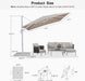 Cantilever White Umbrella 9' X 12' Left and Right Tilt, Beige