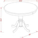 AMT-WLW-TP Antique Kitchen Dining Table - a round Wooden Table Top with Pedestal Base, 36X36 Inch, Walnut & Linen White