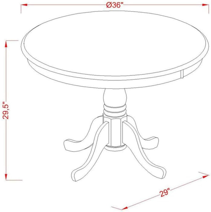 AMT-ANA-TP Antique Dining Room Table - a round Kitchen Table Top with Pedestal Base, 36X36 Inch, Natural