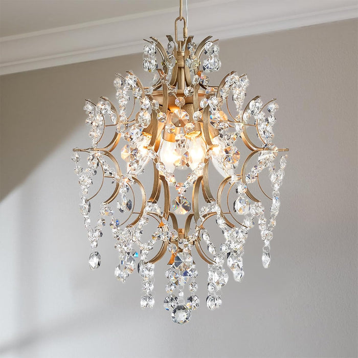 Crystal Chandeliers Pendant Light Brass Finish 13In