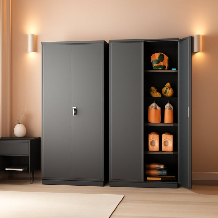 Locking Metal Storage Cabinet 72InchTallBlackFinish