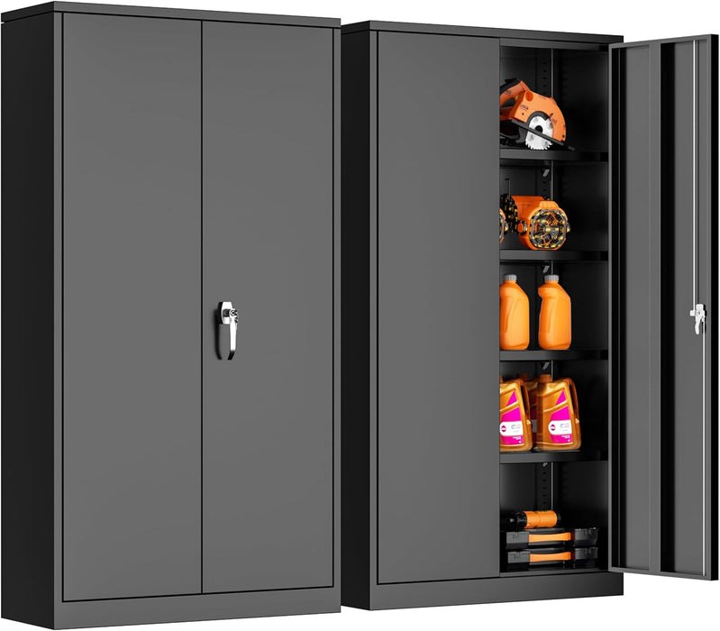 Locking Metal Storage Cabinet 72InchTallBlackFinish