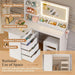 Makeup Vanity Desk with Mirror and Lights, L- Shaped Vanity, Modern Vanity Table with 5 Drawers & Adjustable Shelves, Power Outlet with Fast Charging, for Bedroom (White)