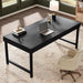 55" Industrial Executive Desk for Home Office, Rustic Simple Computer Laptop Desk with Strong Metal Legs, Study Writing Table Business Workstation, Small Conference Table Black