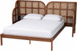 Cascadia Mid-Century Modern Walnut Brown Wood King Size Wingback Platform Bed