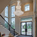 High Ceiling Chandelier 19-Lights Modern Crystal Chandeliers Silver Large Foyer Chandelier Fixtures for Staircase Living Room Hallway Entryway (H47 X W31.5)