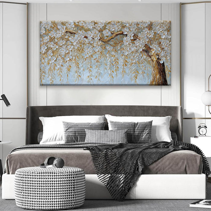 Luxurious Ivory Textured Canvas Wall Art 29x58Inches