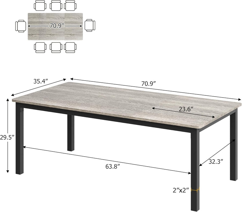 Grey Industrial Dining Table 78Inch MortiseTenonJoint