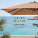 10X10Ft Cantilever Patio Umbrella, 5 Year Fade Resistant 260 GSM Canopy, Smooth Tilt Adjustment, and Aluminum Frame - Tan