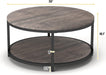 round Coffee Table,36" Coffee Table for Living Room,2-Tier Rustic Wood Desktop with Storage Shelf Modern Design Home Furniture(Light Walnut)