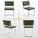 Faux Leather Dining Chairs Set of 6, Industrial Metal Chairs with Stainless Chrome Legs, Mid Century Modern Cesca Chair for Kitchen & Dining Living Room, Upholstered Armless Chair, Green
