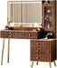 Vanity Desk with 35.12" HD Lighted Mirror, 46.85" Big Modern Vanity Desk with Mirror and Lights, Makeup Vanity with 7 Drawers and Storage Shelves and Charging Station, Walnut