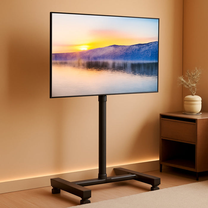 TV Floor Stand for 13-50 Inch LCD LED Flat/Curved Panel Screen Tvs up to 44 Lbs, Height Adjustable TV Stand Mount with VESA 200X200, Portable TV Stand for Bedroom, Dorm Room, Office