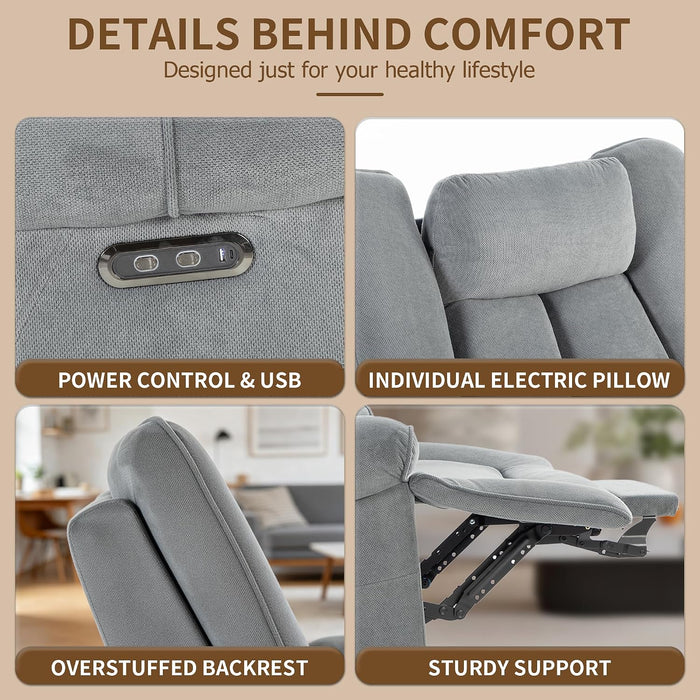 450Lbs Linen Oversized Power Recliner with Electric Headrest