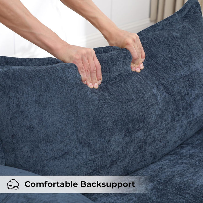 Oversized Chenille Accent Chair Blue DeepSeat Cushioned