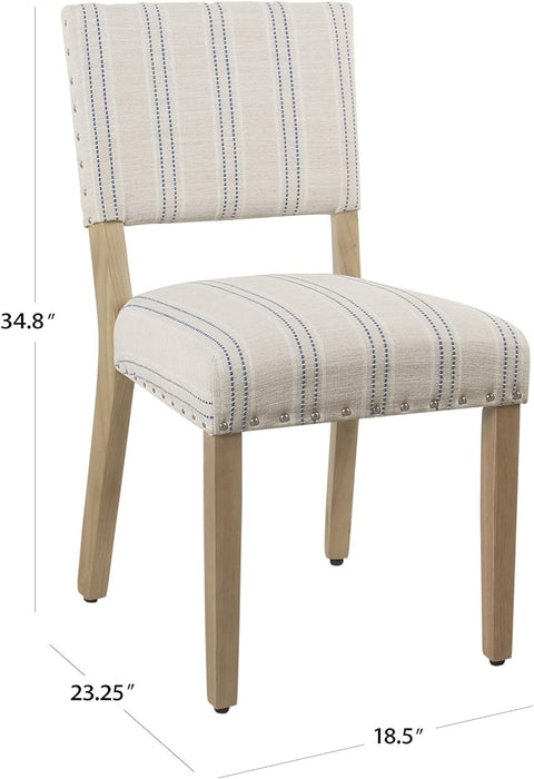 Home Decor | Upholstered Dining Chairs | Dining Chairs Set of 2 with Nailhead Trim | Decorative Home Furniture, Blue and White Stripes