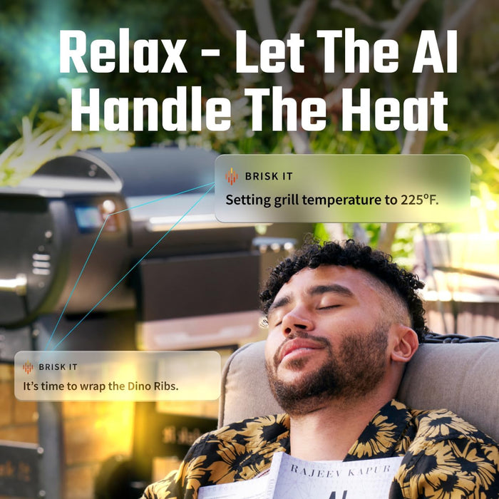 Zelos-450 Electric Wood Pellet Smoker Grill – A.I. Smart BBQ Grill with Wifi, 450 Sq.In Cooking Area,7-In-1 Outdoor Grill & Smoker, PID Controller (Up to 500°F), Meat Probe