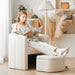 Cream PlushSherpa Barrel Armchair With Storage Ottoman