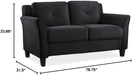 2-Piece Polyester Microfiber Fabric Upholstered Sofa Set with 78" W Sofa & 56" W Loveseat, Curved Arms, Sturdy Wood Frame & Legs, Tufted Back Cushions, in Black Finish