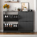 Black Fluted Shoe Cabinet With Adjustable Shelving